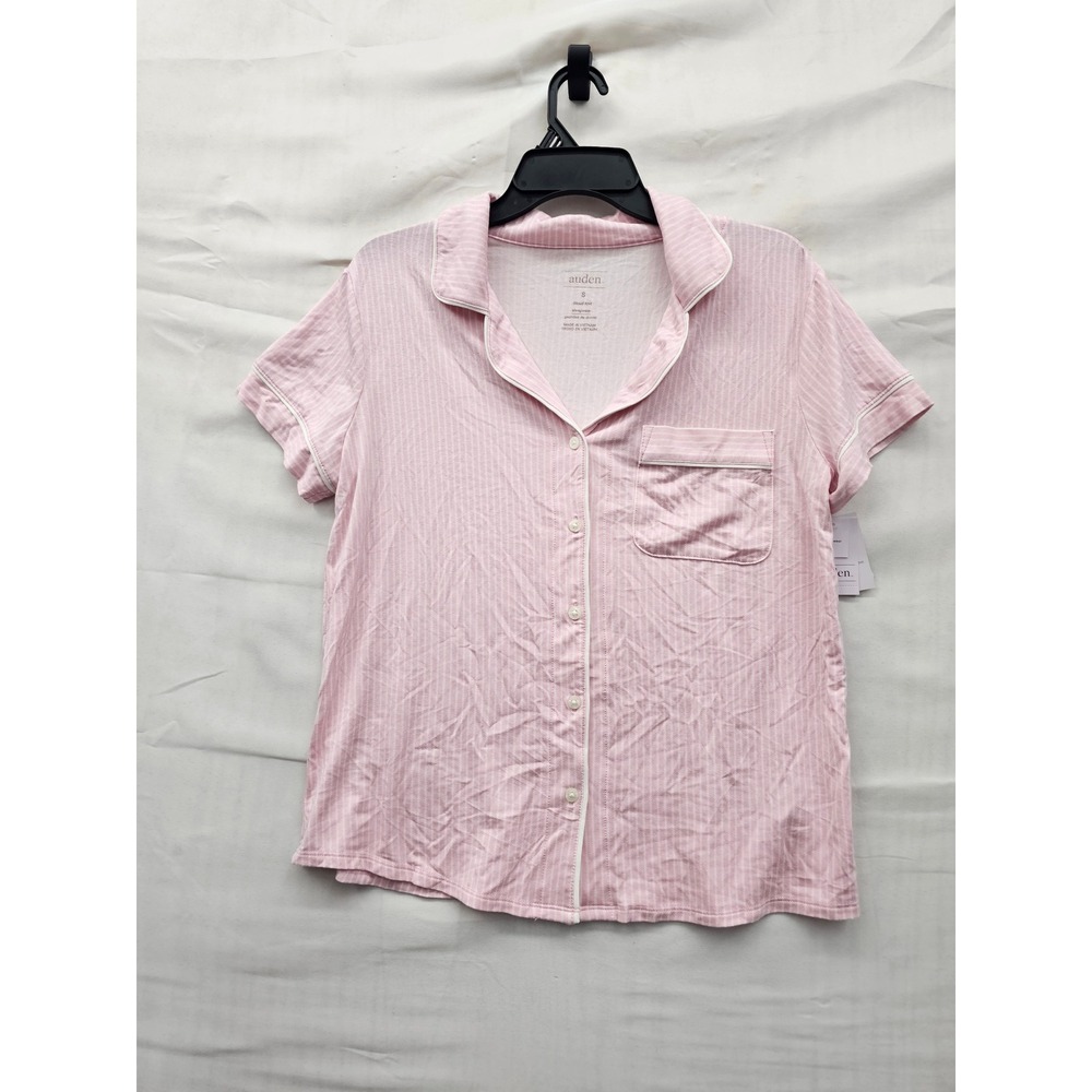 Auden Womens Knit Pajama Top Pink Modal Blend Casual Size Small